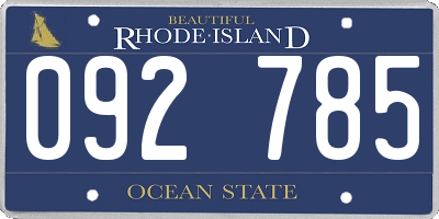 RI license plate 092785