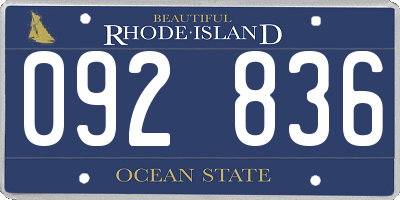 RI license plate 092836