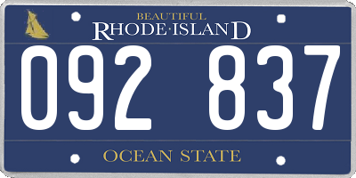 RI license plate 092837