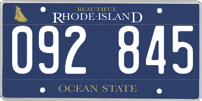 RI license plate 092845
