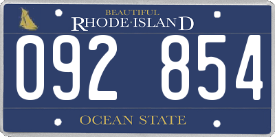 RI license plate 092854