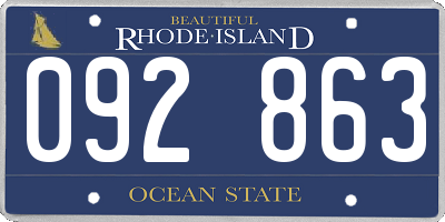 RI license plate 092863