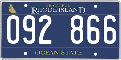 RI license plate 092866