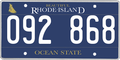 RI license plate 092868