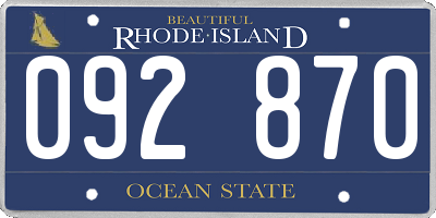 RI license plate 092870