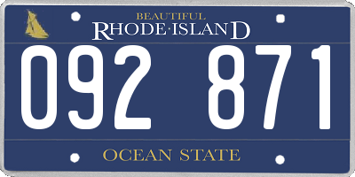 RI license plate 092871