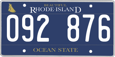 RI license plate 092876