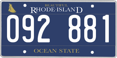 RI license plate 092881