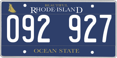 RI license plate 092927