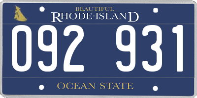 RI license plate 092931