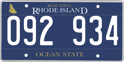 RI license plate 092934