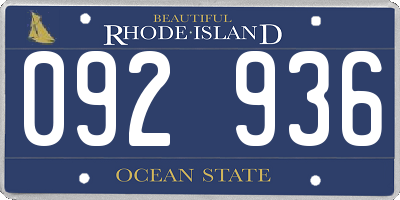 RI license plate 092936