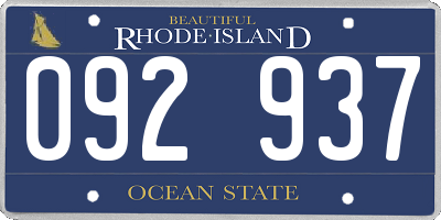 RI license plate 092937