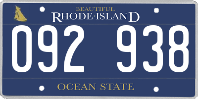 RI license plate 092938