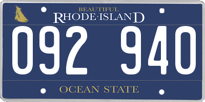RI license plate 092940