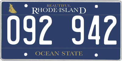 RI license plate 092942