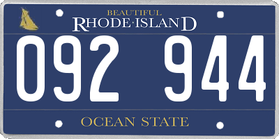 RI license plate 092944