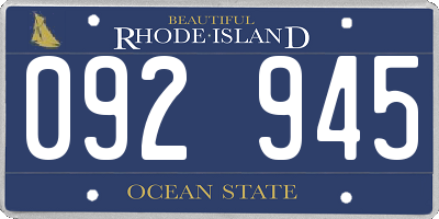 RI license plate 092945