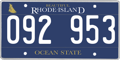 RI license plate 092953