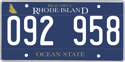 RI license plate 092958