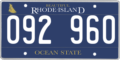 RI license plate 092960