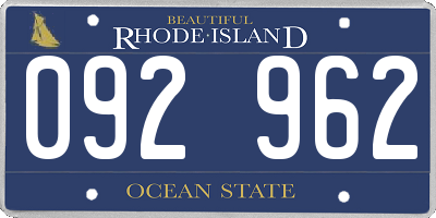 RI license plate 092962