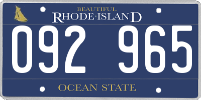 RI license plate 092965