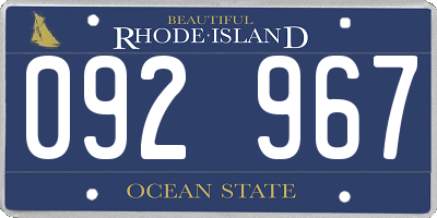 RI license plate 092967