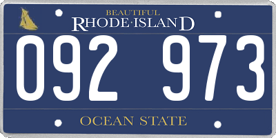 RI license plate 092973