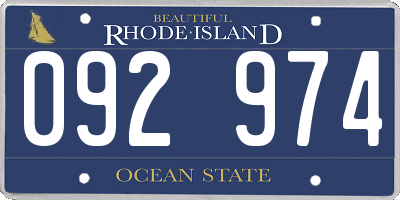 RI license plate 092974