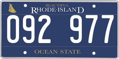 RI license plate 092977