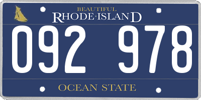 RI license plate 092978