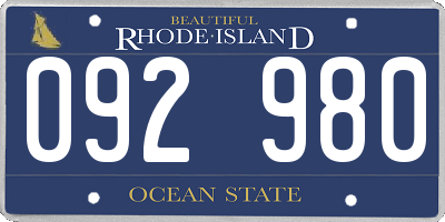 RI license plate 092980