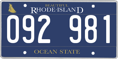 RI license plate 092981