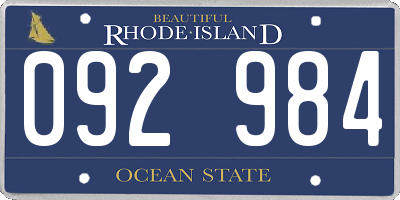 RI license plate 092984