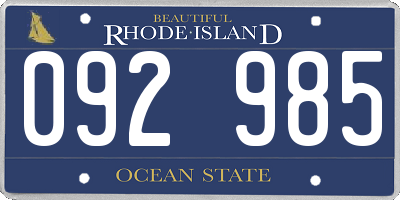 RI license plate 092985