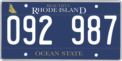 RI license plate 092987