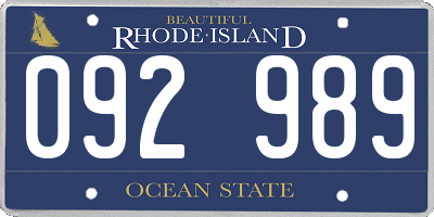 RI license plate 092989