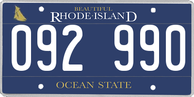 RI license plate 092990