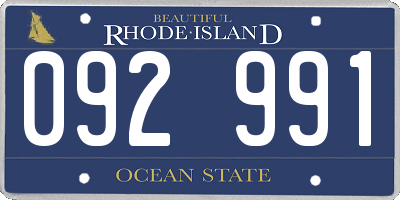 RI license plate 092991