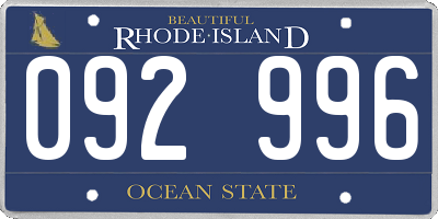 RI license plate 092996