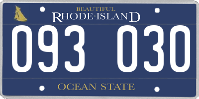 RI license plate 093030