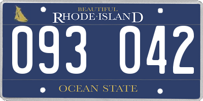 RI license plate 093042
