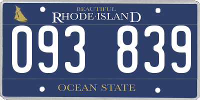 RI license plate 093839