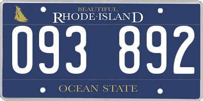 RI license plate 093892