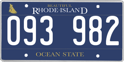 RI license plate 093982