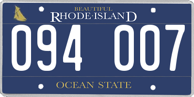 RI license plate 094007