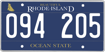 RI license plate 094205