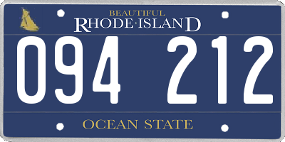 RI license plate 094212