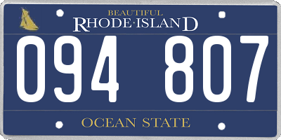 RI license plate 094807